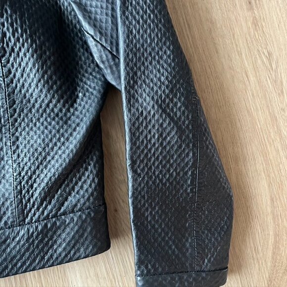 MUUBAA 100% Lamb Leather Black Moto Zip Up Jacket US Size 4 EU 36 - Picture 4 of 13